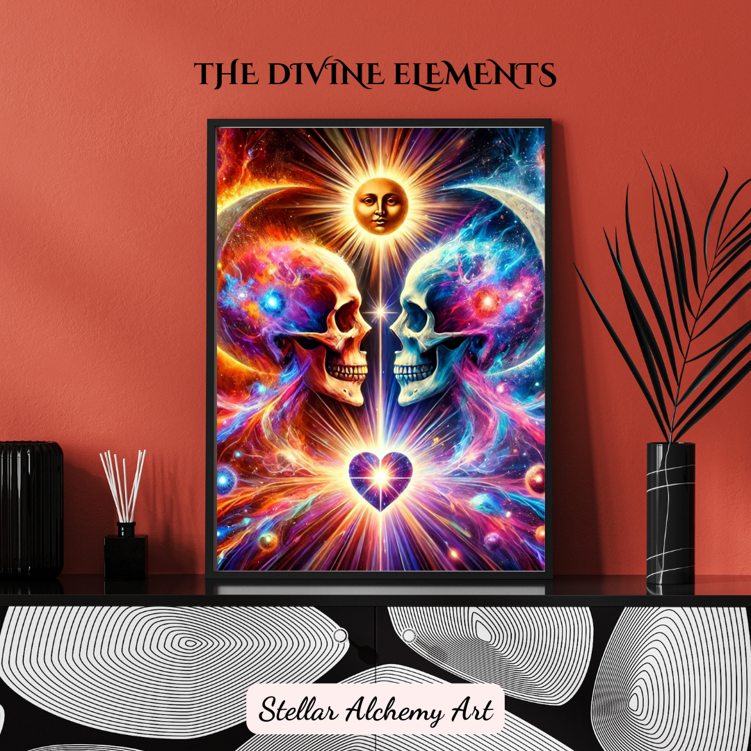 "The Divine Elements" 40x50 cm / 16x20″ - Vertical - Black frame Framed Canvas