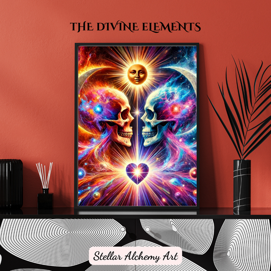 "The Divine Elements"  40x50 cm / 16x20″ - Vertical - Black frame  Framed Canvas